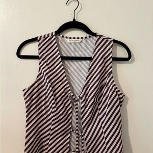 Commense Striped Front Tie Top